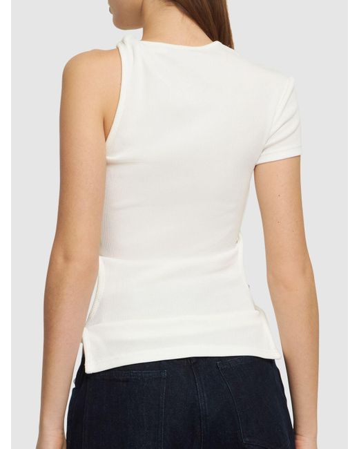 Christopher Esber White Twisted Side Cutout One Short Sleeve Top