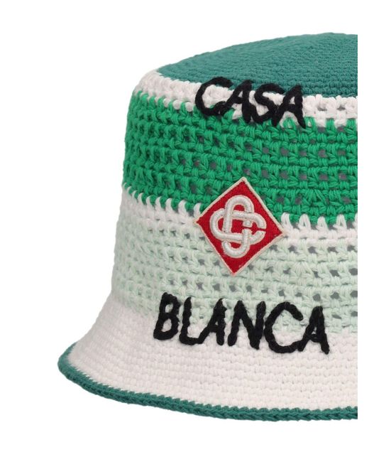 Casablancabrand Green Logo Crochet Cotton Bucket Hat for men
