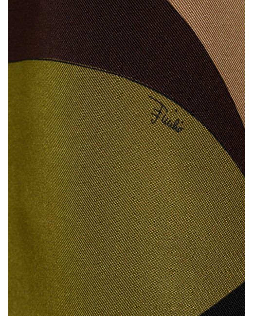 Emilio Pucci Green Printed Silk Twill Sleeveless Top
