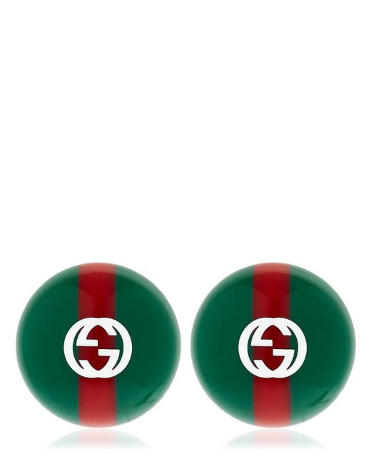 Gucci Green Vintage Web & Logo Earrings