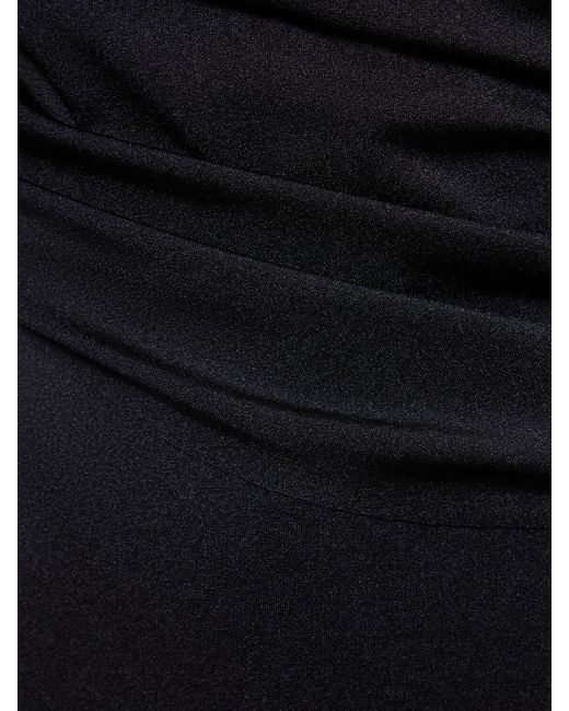 Giambattista Valli Black Lycra One Shoulder Draped Long Dress