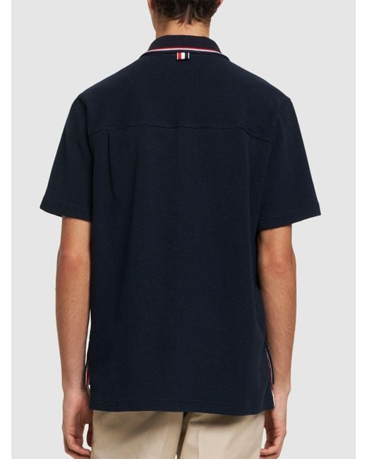 Thom Browne Blue Short Sleeve Button Down Shirt for men