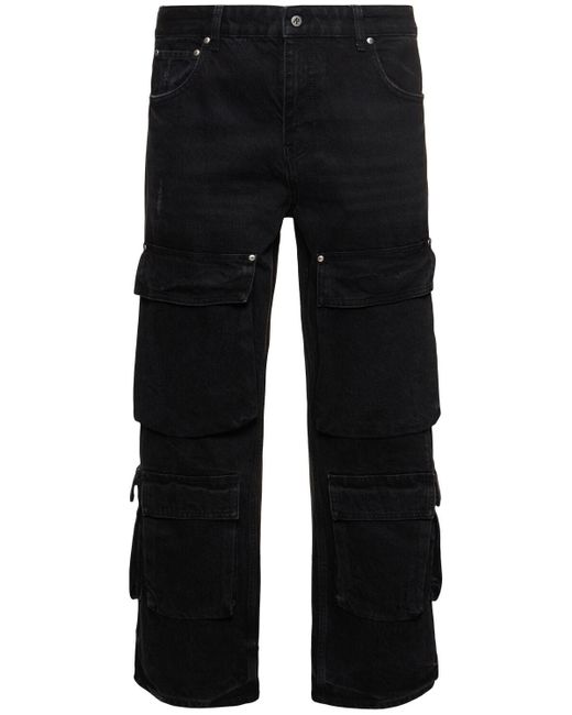 Represent Black R3ca Denim Cargo Jeans for men