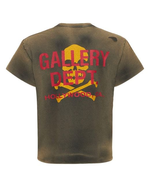 【GALLERY DEPT.】ZIP TEE GALLERY DEPT. Zip Logo Print Washed Cotton T-Shirt in Green