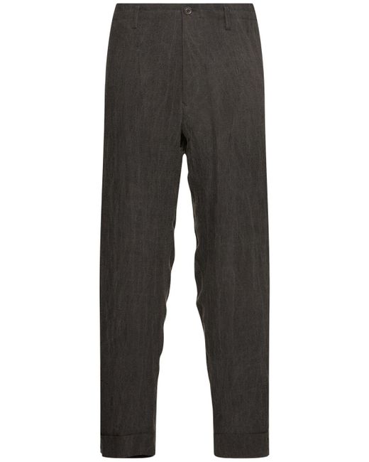 Yohji Yamamoto Gray Slim Fit Linen Pants for men
