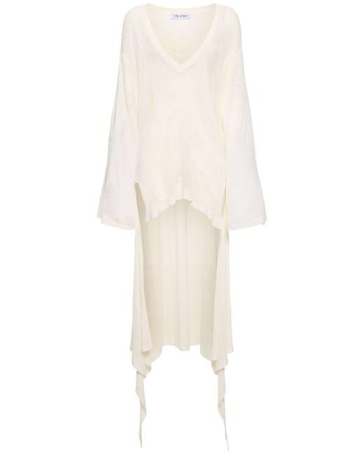 The Attico White Viscose Jersey Draped Mini Dress