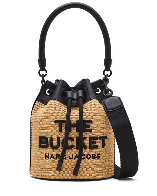 Marc Jacobs Black Tasche Mit Raffia-effekt "the Bucket"