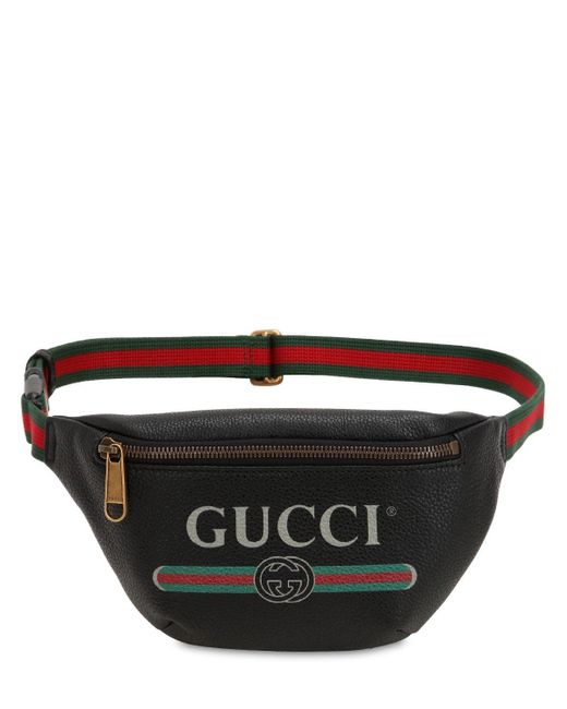 Gucci Small Print Leather Belt Bag in Black for Men - Lyst