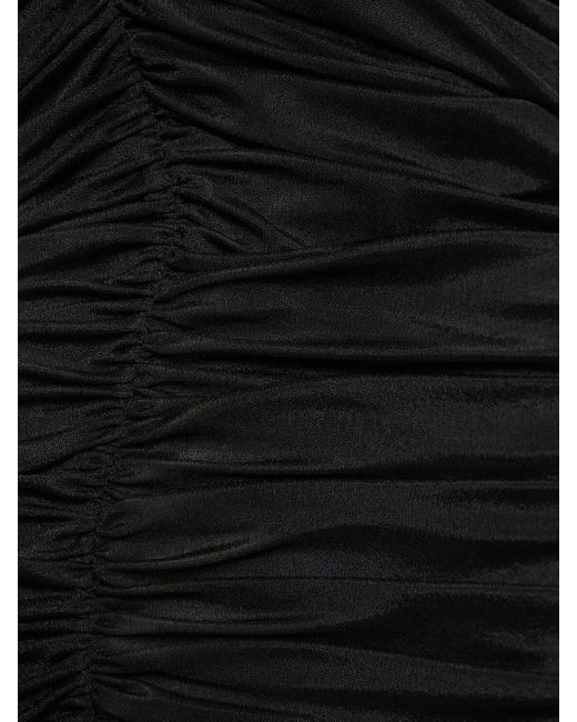 Mugler Black Draped Tech Jersey Mini Dress