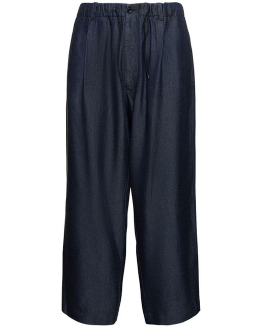 Giorgio Armani Blue Lyocell Elastic Waistband Pants for men