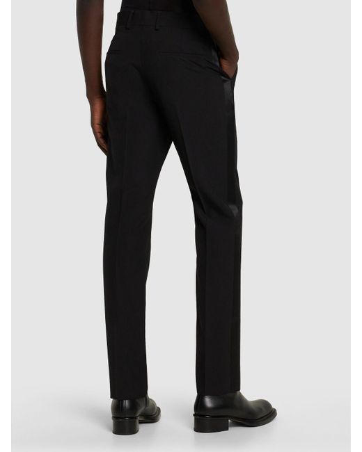 Pantalones esmoquin rectos de lana Valentino de hombre de color Black