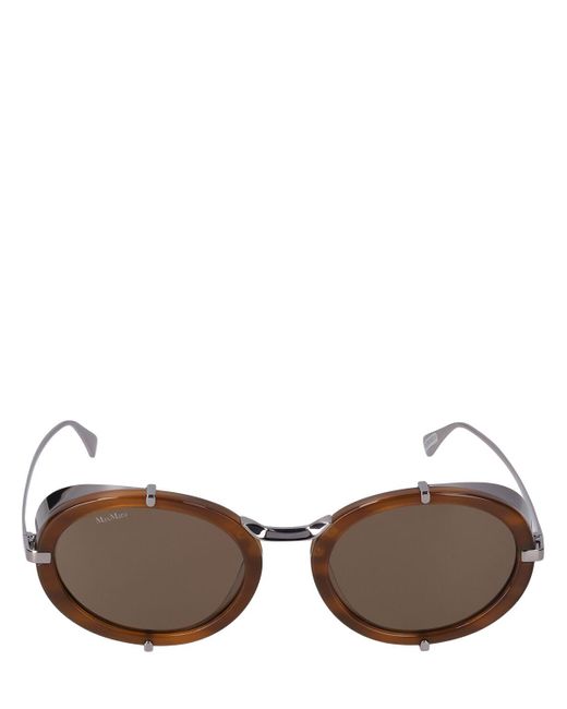 Max Mara Brown Selma Round Metal Sunglasses