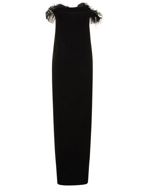 Vestito mirai in techno crepe / piume di 16Arlington in Black