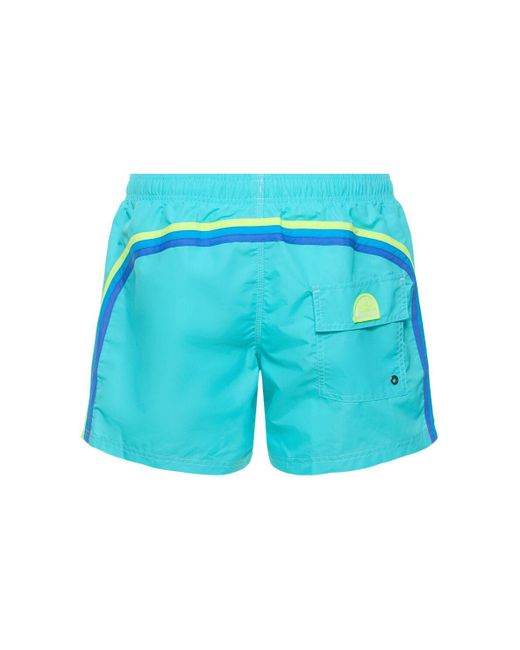 Sundek Blue Stretch Waist Nylon Swim Shorts for men