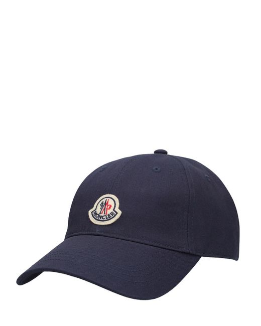 Gorra de baseball de algodón con logo bordado Moncler de hombre de color Blue