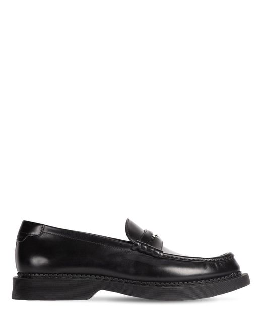 Saint Laurent Black 20mm Teddy Leather Loafers for men