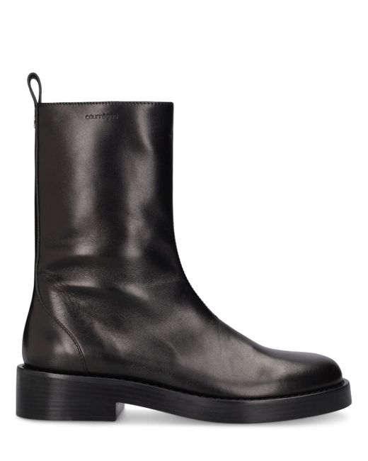 Courreges Black Rider Leather Tall Boots for men