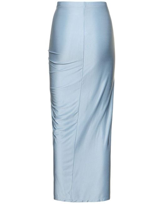 Rabanne Blue Draped Jersey Midi Skirt