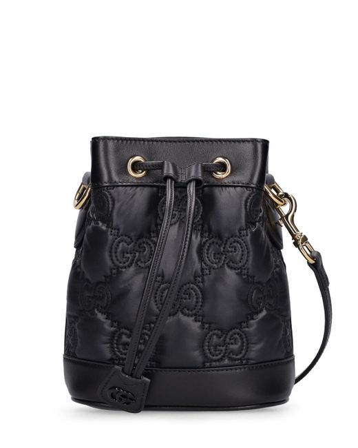 Gucci Black Matelassé gg Leather Bucket Bag