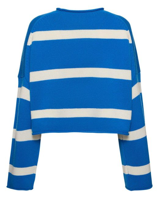 J.W. Anderson Blue Logo Striped Wool & Cashmere Sweater