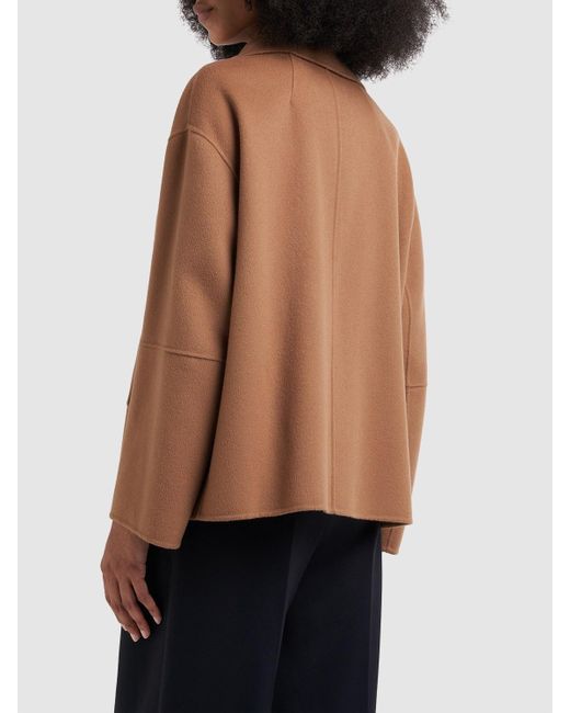 Max Mara Brown Cape Wool Double Breasted Jacket