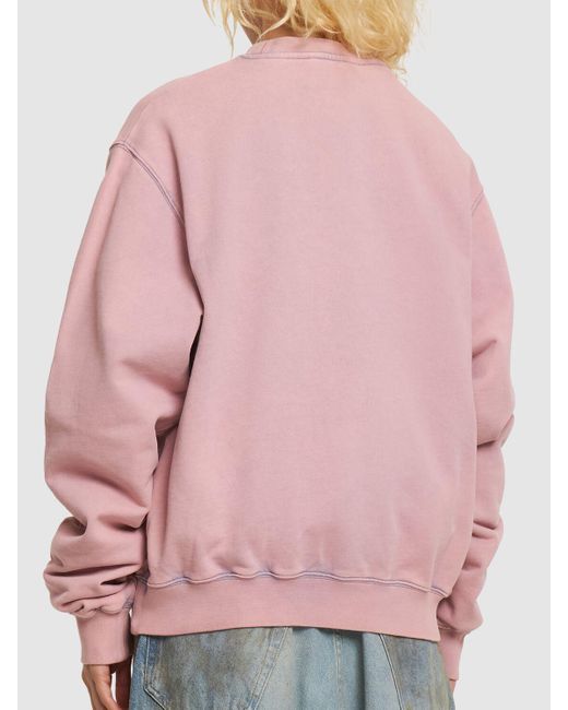 Sudadera de algodón jersey con logo Acne de color Pink