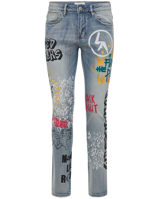 Lifted Anchors Blue City Hall Printed Denim Jeans for men