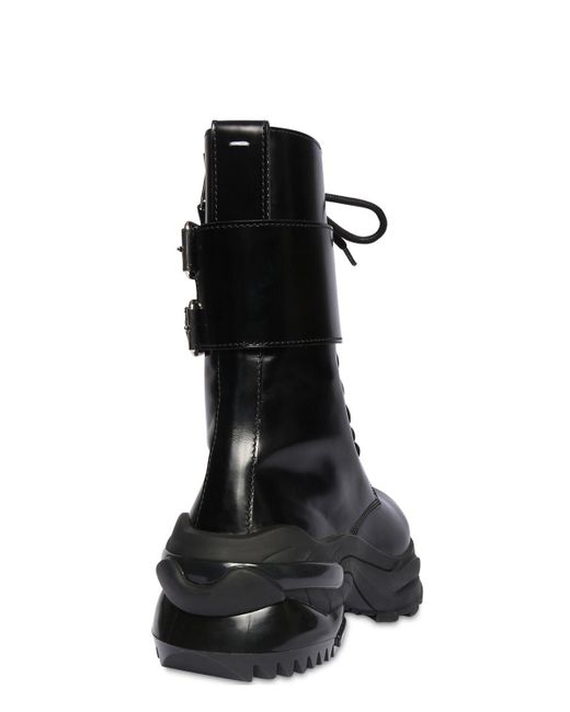 Maison Margiela 50mm Brushed Leather Combat Boots in Black for Men - Lyst