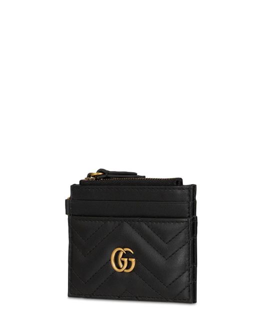 Bourgeon At hoppe Kabelbane Gucci Gg Marmont 2.0 Leather Card Holder in Nero/Nero (Black) - Lyst