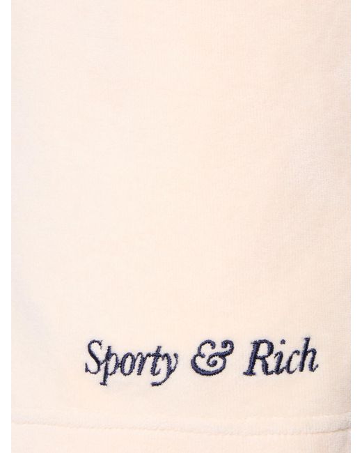 Shorts con ricamo logo di Sporty & Rich in Natural