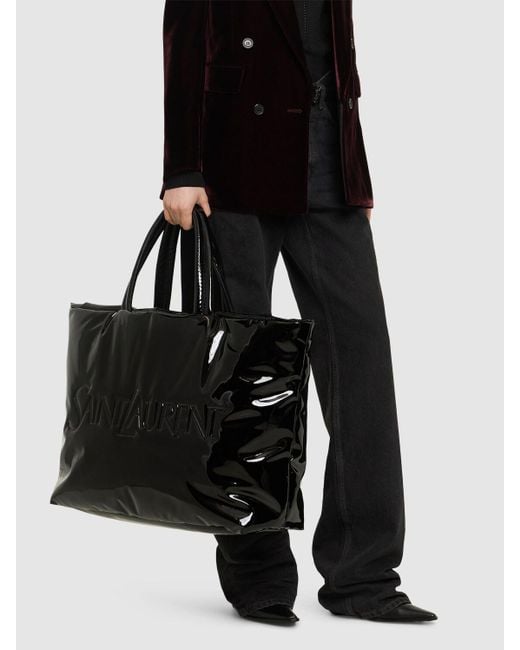 Grand sac cabas verni Saint Laurent pour homme en coloris Black