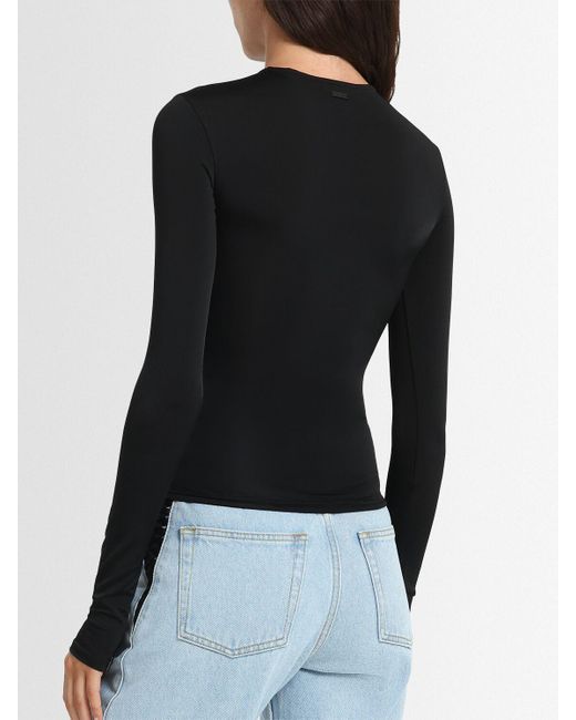 Mugler Black Light Shiny Jersey Corset Top