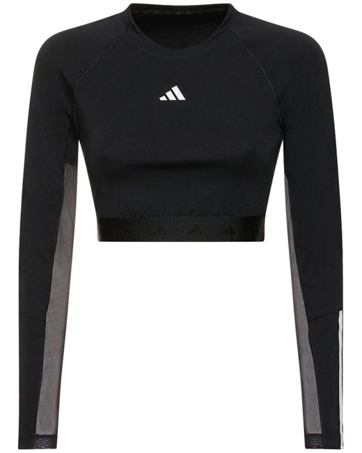 Crop top à manches longues hyperglam Adidas Originals en coloris Black