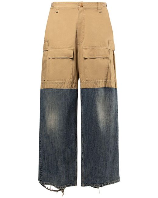 Balenciaga Blue Patched Cotton Cargo Pants for men