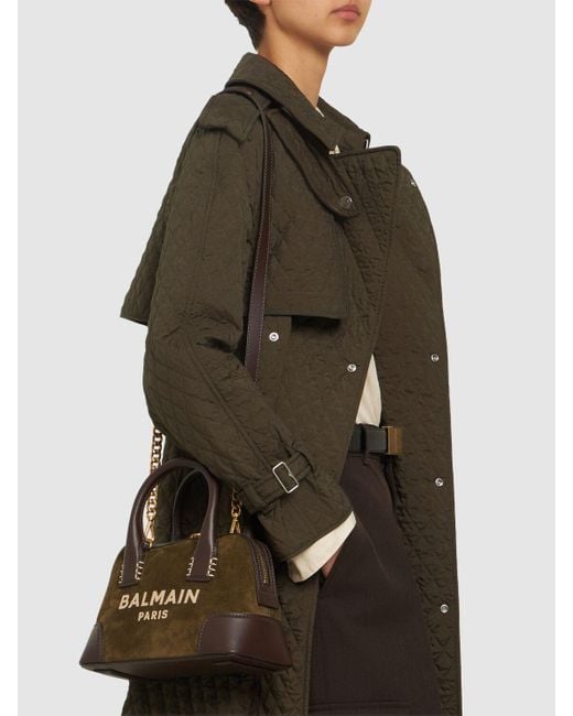 Balmain Brown B-Army Dome Suede Top Handle Bag Unique