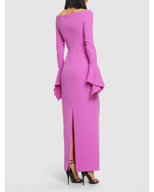 Solace London Pink Langes Kleid Aus Krepp "amalie"
