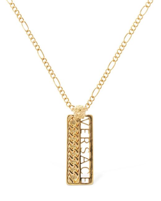 Versace Metallic Plaque Charm Necklace for men