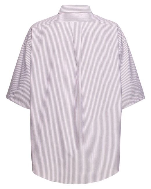 Hed Mayner Purple Pinstriped Heavy Cotton Shirt for men