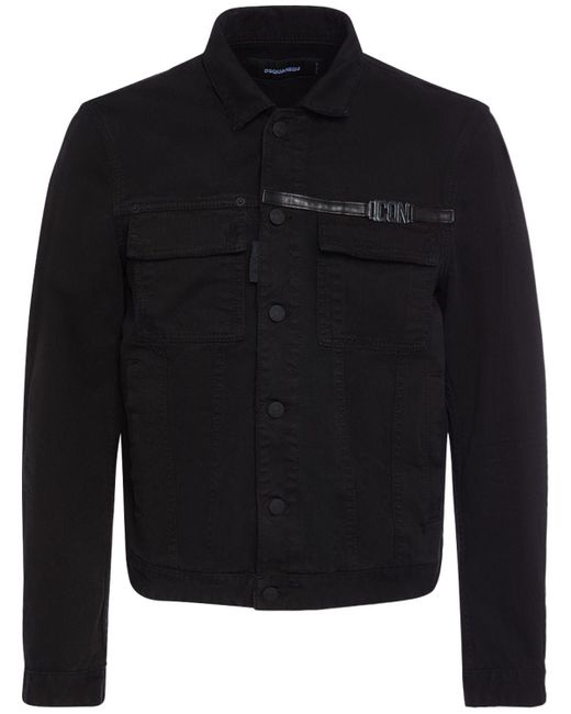 DSquared² Black Icon Boxy Cotton Denim Jacket for men