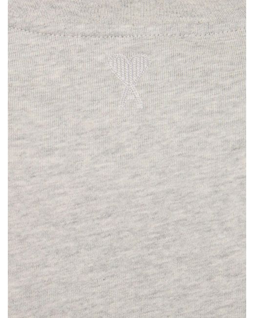 AMI Gray Logo Printed Boxy Cotton T-shirt for men