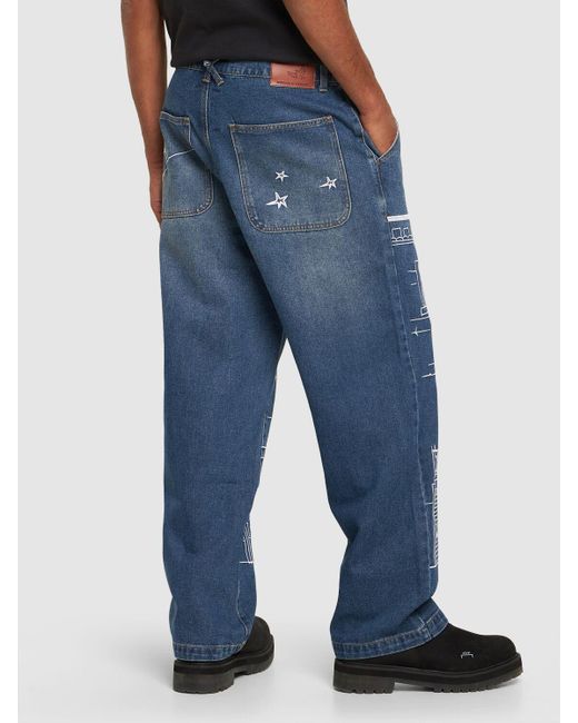 Jeans bordados Kidsuper de hombre de color Blue