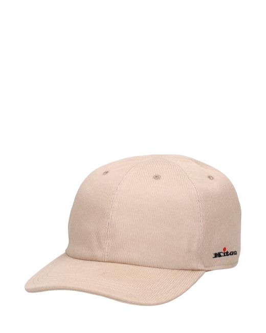 Gorra de baseball de algodón con logo Kiton de hombre de color Natural