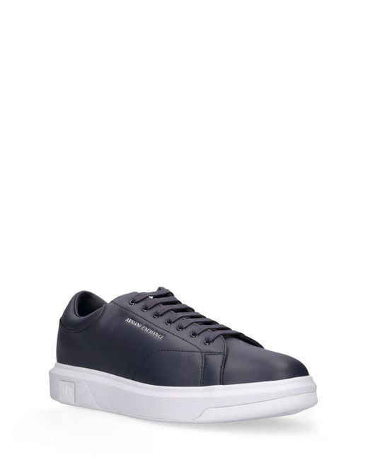 Armani Exchange Blue Leather Low Top Sneakers for men