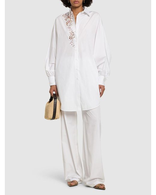 Ermanno Scervino White Langes Hemdkleid Aus Baumwollpopeline