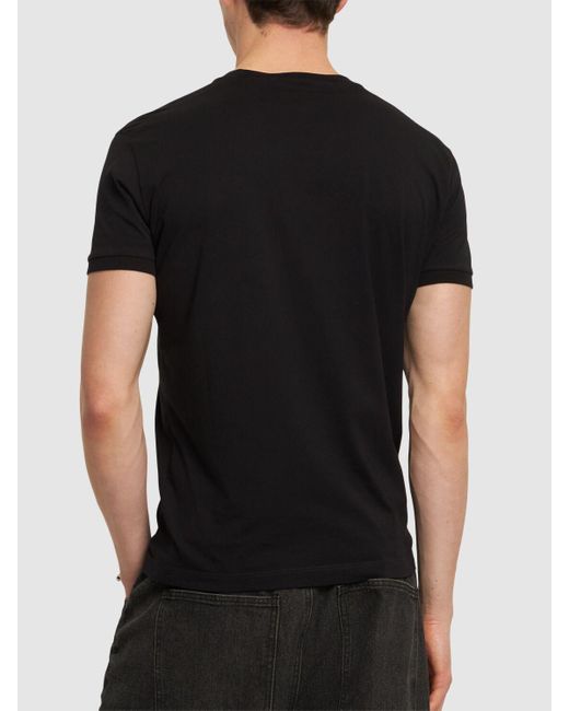 T-shirt en jersey de coton à imprimé logo DSquared² pour homme en coloris Black