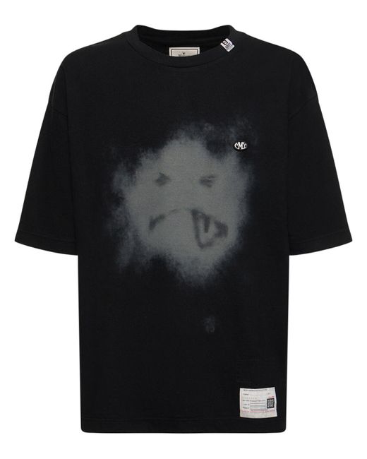 T-shirt smiley face in cotone con stampa di Maison Mihara Yasuhiro in Black da Uomo
