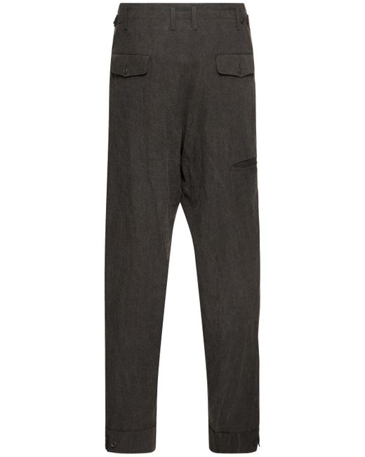 Yohji Yamamoto Gray Slim Fit Linen Pants for men