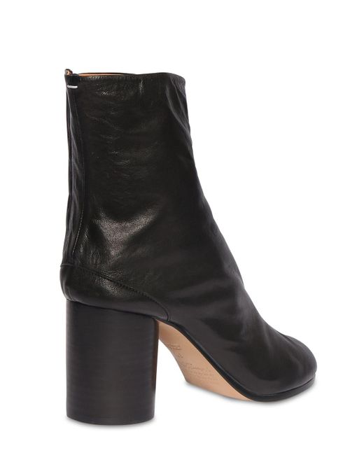 Maison Margiela 80mm Tabi Vintage Leather Ankle Boots in Black | Lyst