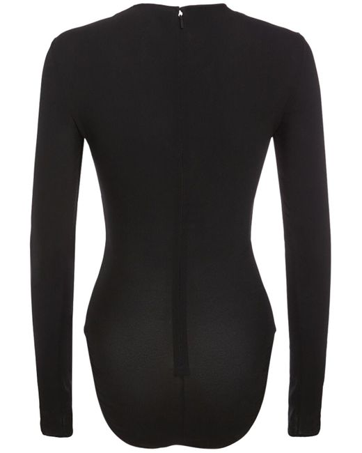 Versace Black Georgette Long Sleeved Corset Bodysuit
