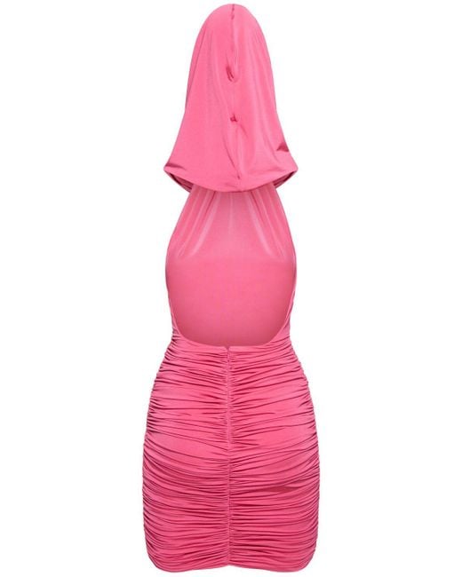 GIUSEPPE DI MORABITO Pink Stretch Jersey Hooded Mini Dress